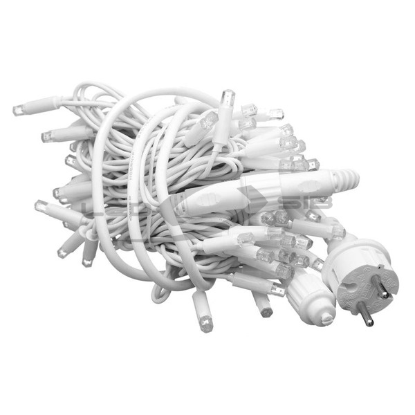 Гирлянда сд LS 10м белый провод D 2,3 мм, ПВХ 100 led  220V IP65 (коннектор МАМА ПАПА)