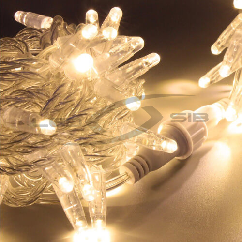 Гирлянда сд LS 10м прозрачный провод D 2,3 мм, ПВХ 100 led  220V IP65 (коннектор МАМА ПАПА)стыкуется