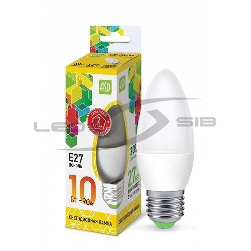 Лампа сд LED-СВЕЧА-standard 10W 230V Е27 900Lm ASD