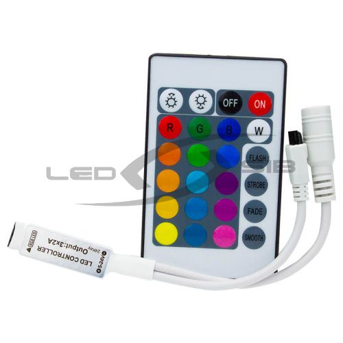RGB-контроллер мини LS серии ZS-IR24-02 A/C с ИК пультом 24 кнопки  3 канала  по 2 А (6 А) DC12-24V