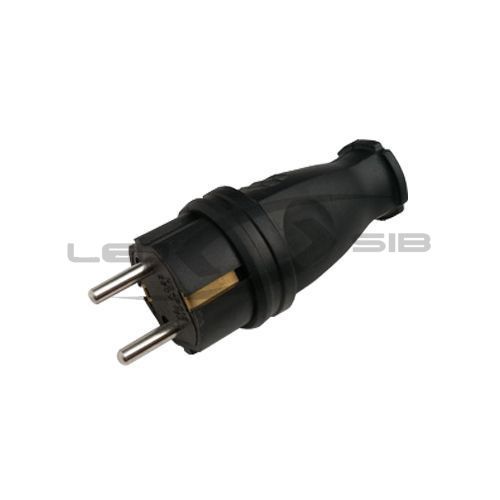Вилка прямая с з/к каучук 16А IP44 черная 9210