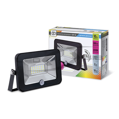 Прожектор сд СДО-5Д-10 10W 6500К 750Lm с датчиком движения IP65
