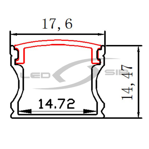 накладной алюминиевый профиль (с экраном) ls-yf-124c  2000х17.6х14,7 мм Накладной алюминиевый профиль (с экраном) LS-YF-124C  2000х17.6х14,7 мм