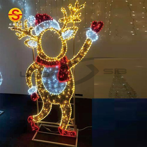 Светодиодная фигура «Олень с красным шарфом» LS на металлическом каркасе высота 1,8 м