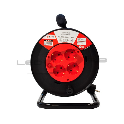 Удлинитель на катушке RG4-1630-SMARTс термозащитой 4-х местн с з/к 16A 30м 8863 IN HOME