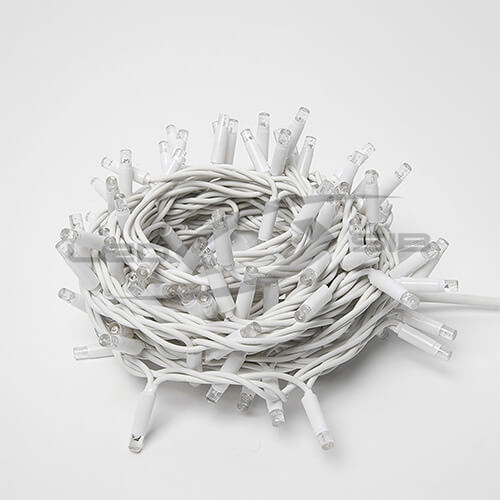 Гирлянда светодиодная нить LS 10м 220V, 100 led, IP65 (провод белый каучук) кабель питания 1,5м