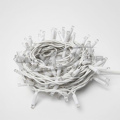 Гирлянда светодиодная нить LS 10м 220V, 100 led, IP65 (провод белый каучук)