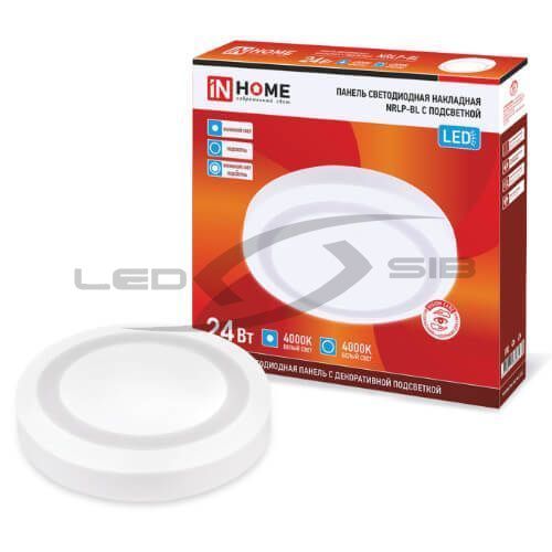 Панель сд накладная круглая NRLP-BL  24W 4000К 230V 1440Lm 245мм с подсветкой белая  IP20 IN HOME
