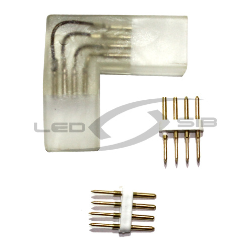 Коннектор L- образный LS для СД ленты SMD 5050 220V RGB (с иголкой) 4PIN
