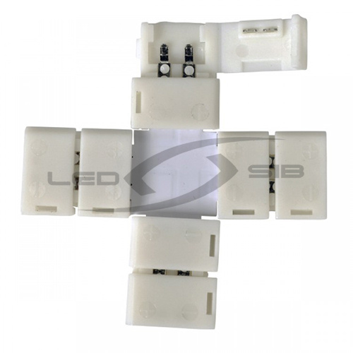 Коннектор Х - образный LS с защелками для одноцветных светодиодных лент шириной 10 мм 2PIN