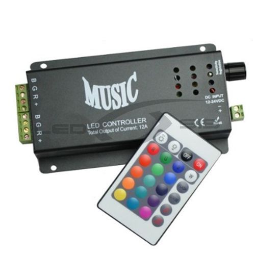 RGB музыкальный контроллер LS с IR ДУ на 24 кнопки  3*4 А, общий 12 А DC12-24V