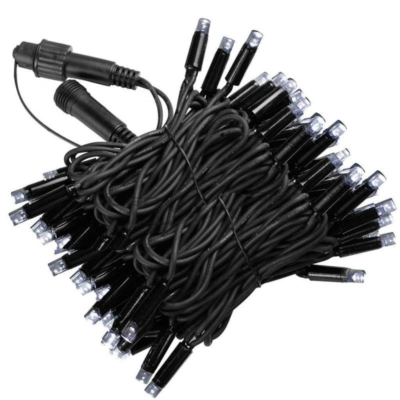 Гирлянда сд LS 20м черный провод диаметр 3,2мм, каучук 14W, 200 led, 220V IP65 (коннектор МАМА ПАПА)