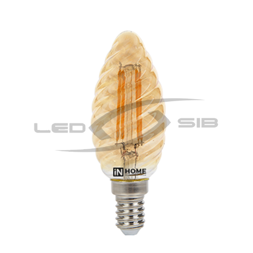 Лампа сд LED-СВЕЧА ВИТАЯ-deco 7W 230V Е14 630Lm 3000K золотистая IN HOME