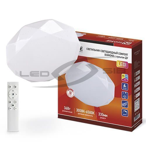 Светильник cд COMFORT DIAMOND 75W 230V 3000-6500K 6000Lm 480x80 мм  с пультом IN HOME