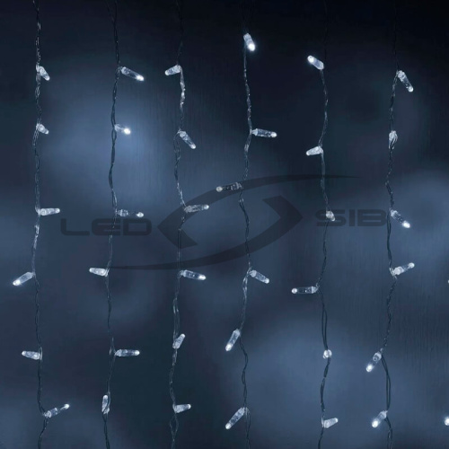 Светодиодный занавес LS 1х6м, 10 нитей, 600 LED 220V прозрачный ПВХ провод 2,3 мм IP55 (стыкуется)