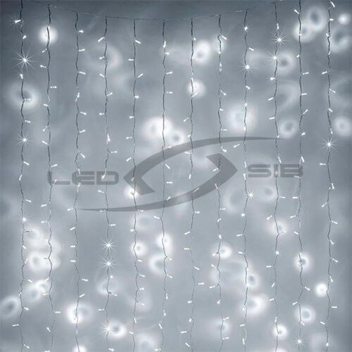 Дождь светодиодный LS, 30 нитей, 600 LED, 3х2м, 220V, прозрачный ПВХ провод 1,8 мм IP 55 мерцает бел