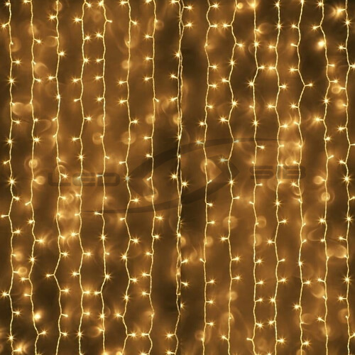 Светодиодный занавес LS с контроллером 16 нитей 160 LED 3х2м 220V прозрачный ПВХ провод 1,5 мм IP 55