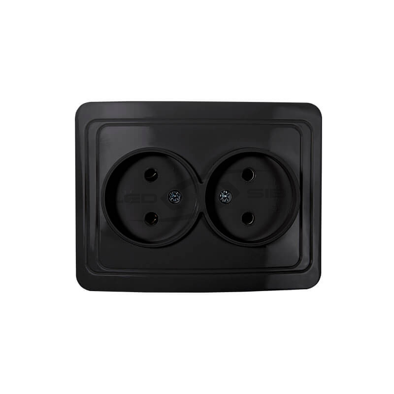 Розетка 2ая СП CLASSICO черная 2102B