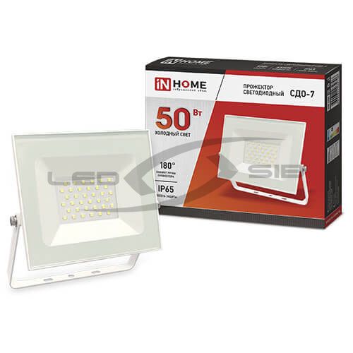 Прожектор сд СДО-7- 50 белый 6500К IP65 IN HOME