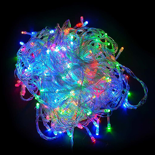 Гирлянда сд LS 10 м 220V с контроллером, прозрачный провод, 7W, 100 led, IP 44, 220V