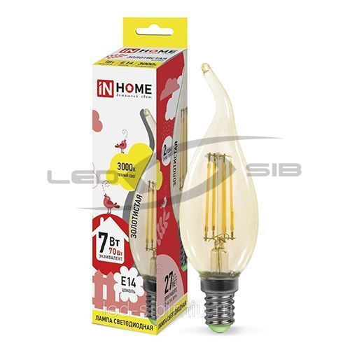 Лампа светодиодная LED-СВЕЧА НА ВЕТРУ-deco 7W 230V E14 630Lm матовая IN HOME