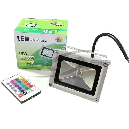 Прожектор сд LS 10W RGB IP65 (ИК-пульт 24 кнопки)