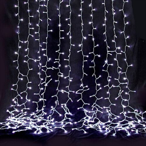 Дождь светодиодный LS, 10 нитей, 200 LED, 1х2м, 220V, прозрачный ПВХ провод 1,8 мм IP 55
