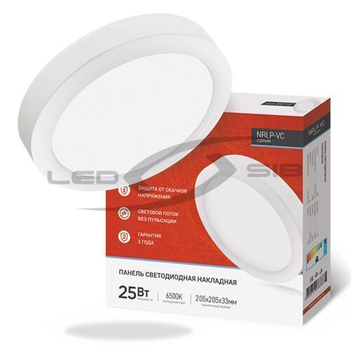 Панель сд круглая NRLP-VC  25W  160-260V 2000Lm 205мм белая накладная IP40 IN HOME