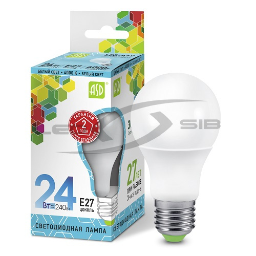 Лампа сд LED-A65-standard 24W 230V Е27 2160Lm