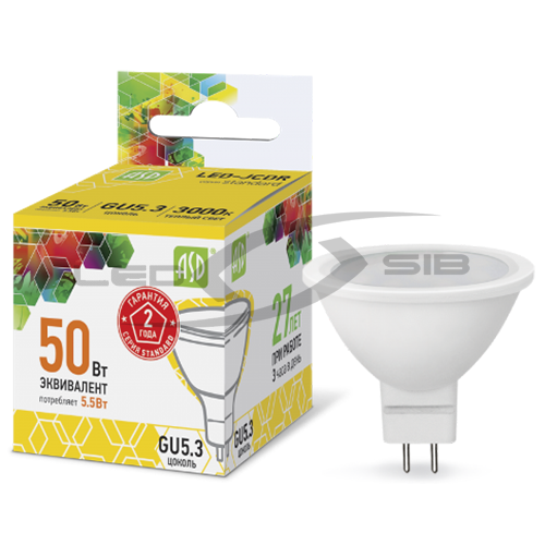 Лампа сд LED-JCDR-standard 5.5W 230V GU5.3 495Lm