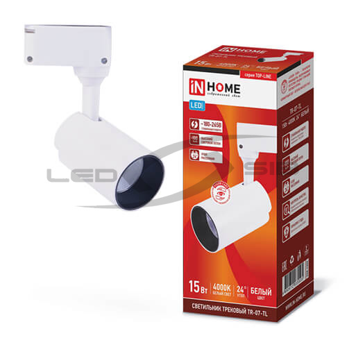 светильник сд трековый tr-07-tl 15w 6500к 1500lm ip40 24 град. белый серии top-line in home Светильник сд трековый TR-07-TL 15W 6500К 1500Lm IP40 24 град. белый серии TOP-LINE IN HOME