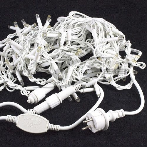 Бахрома LED LS провод белый каучук 3*0.7*0.3м., статика  LED 8W 100LED, 2х сторонний коннектор IP65