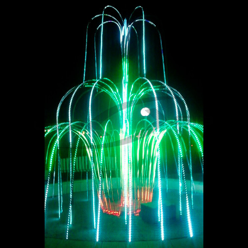 Светодиодный фонтан LS на металлическом каркасе Д 585 см, В 295 см, нить бел. резин. пр.+зел. neon