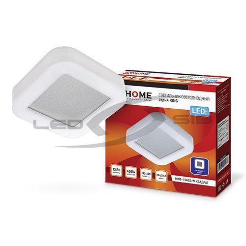 Светильник светодиодный серии RING-1540S-W 15Вт 230V 910лм 190ммIP65 квадрат IN HOME
