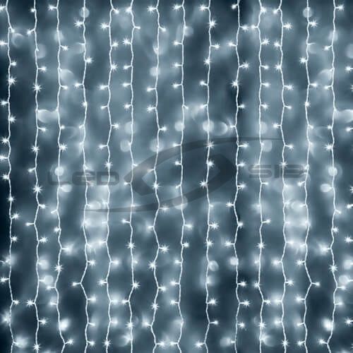 Дождь светодиодный LS, 30 нитей, 900 LED, 3х3м, 220V, белый каучук провод 3,3 мм IP 65