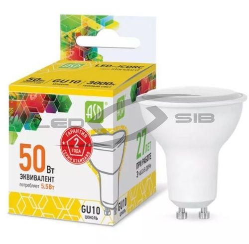 Лампа сд LED-JCDR 5.5W 230V GU10 495Lm