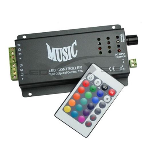 RGB музыкальный контроллер LS с IR ДУ на 24 кнопки  3*4 А, общий 12 А DC12-24V